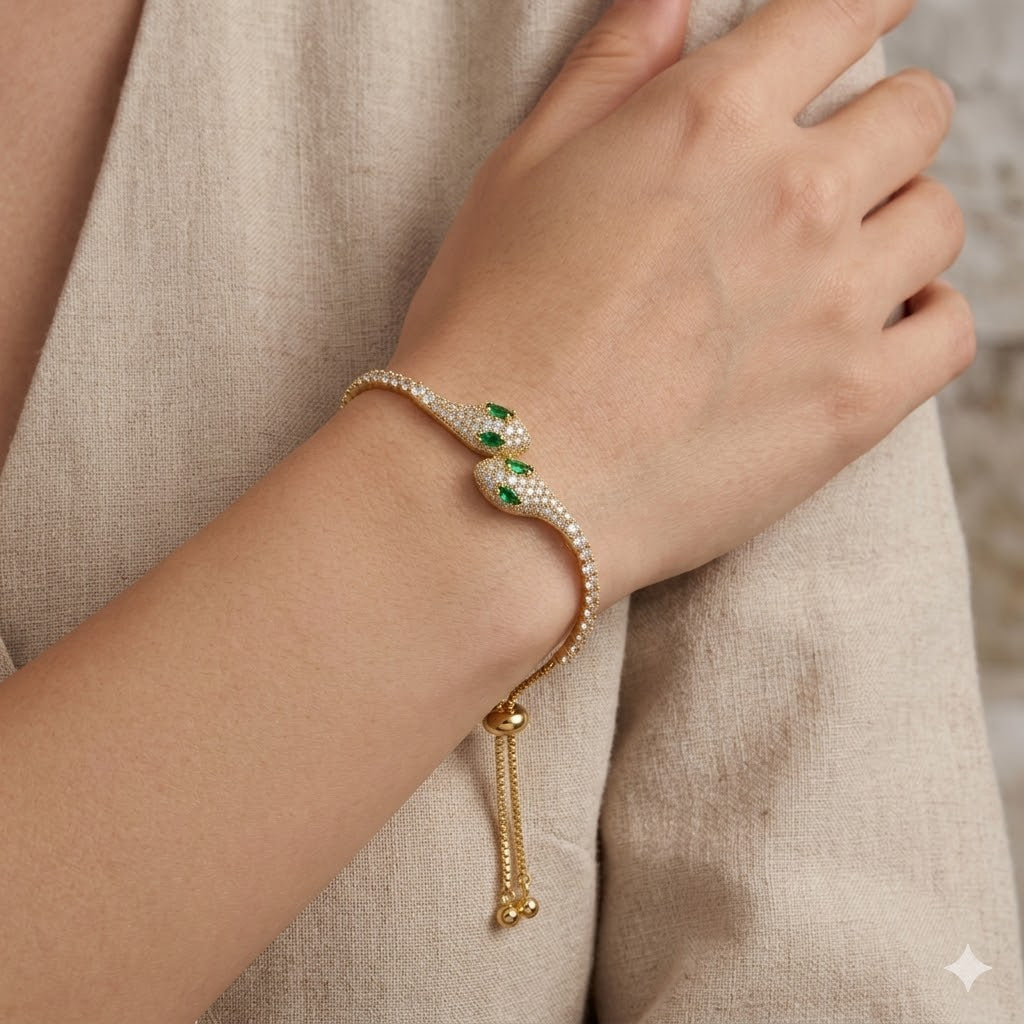 Gilded Serpent Eyes Bracelet