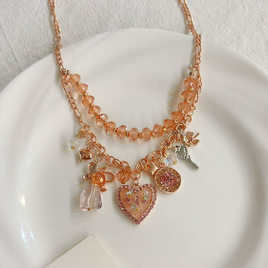 Rose Quartz Lucky Charms Layered Necklace